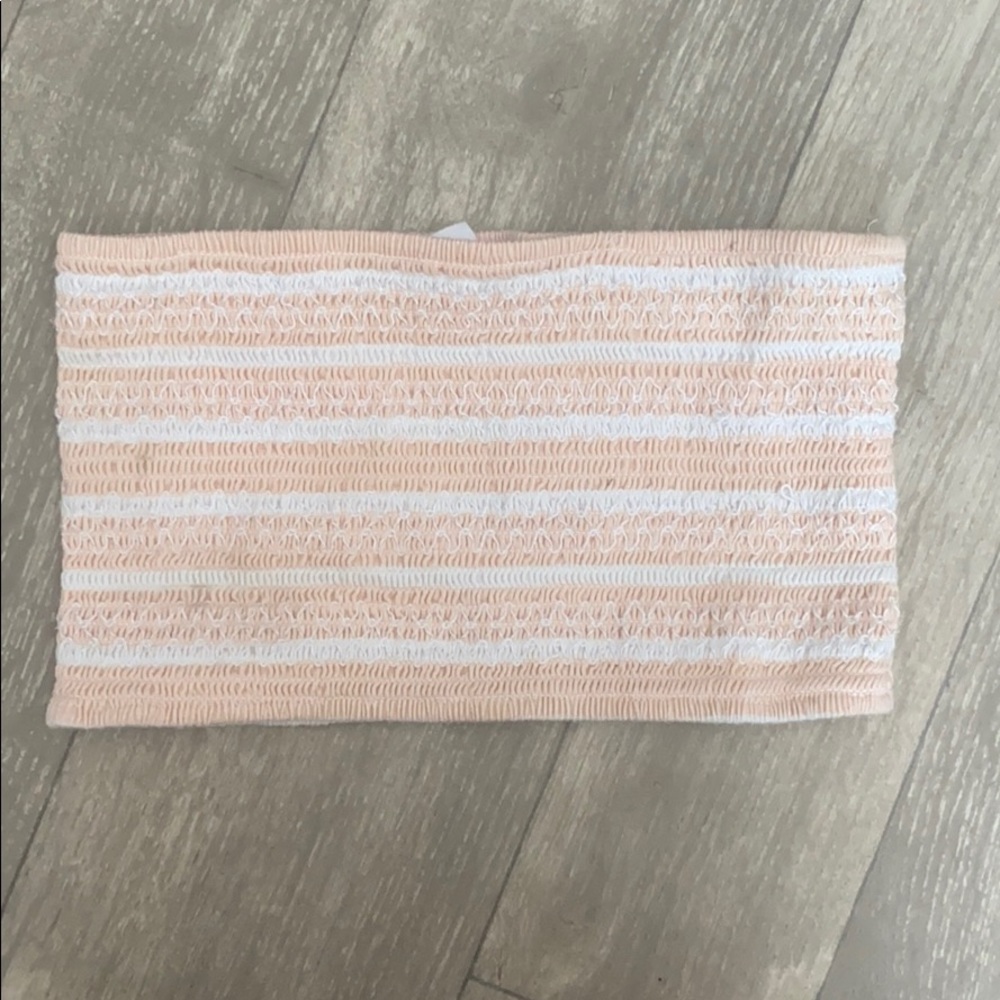 Light Pink and White Bandeau Top